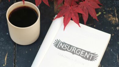 a cup of coffee and a book on a table